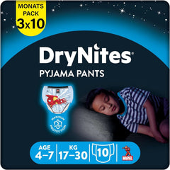 Couches de nuit HUGGIES Drynites, pour garçons 4-7 ans (17-30 kg), 30 pièces Naty Shop 17-30 Kg 10 pièces
