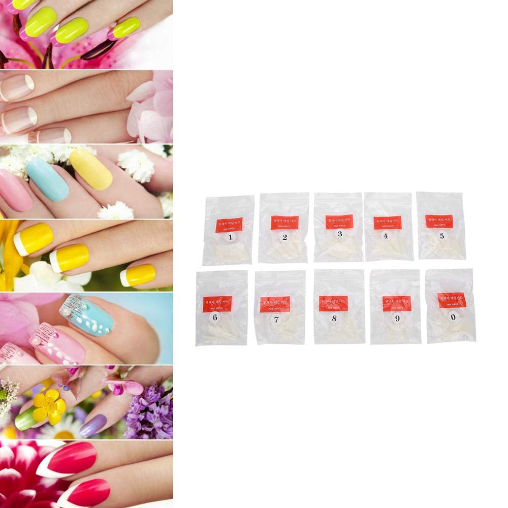 500 pièces de faux ongles, bouts d'ongles artificiels français naturels pour manucure, L, faux ongles à faire soi-même, gel UV ovale, accessoires d'ongles pour femmes et filles (couleur naturelle)