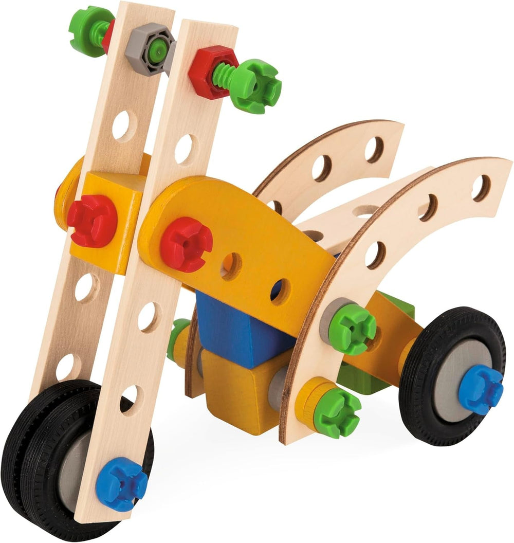 Eichhorn - 100039022 - Constructor Kranwagen, 70-teilig, Holzspielzeug-Konstruktionsset, 4 Verschiedene Modelvarianten baubar, Holzbaukasten, Motorikspielzeug ab 3 Jahren