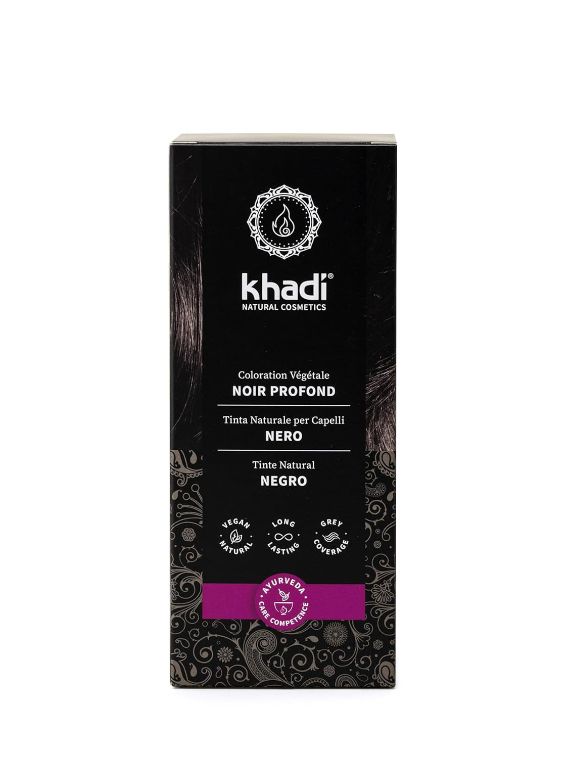 Teinture capillaire à base de plantes khadi NOIR - Teignez vos cheveux d'un noir profond mystérieux sans teinte bleue - 100% à base de plantes, naturelle et végétalienne - 100g Teinture capillaire Naty Shop