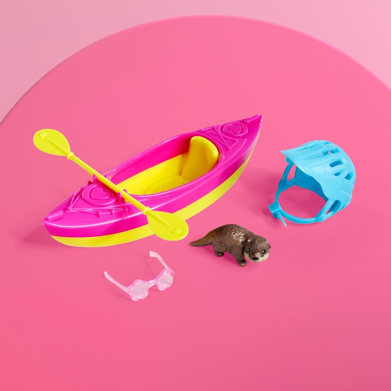 Simba Evi Love Kayak, Spielpuppe Macht eine Kajaktour, mit passender Bekleidung, Helm, Paddel, Sonnenbrille und Otter, 12cm, ab 3 Jahren