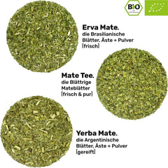 Service à Thé Mate Bio ● 3 Assortiments de Mate + 2 Tasses à Maté Double Paroi en Inox + 2 Bombillas + Instructions d'infusion (Noir)