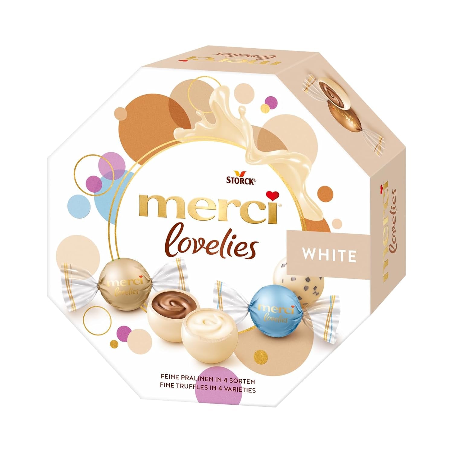 merci lovelies Classic – 1 x 185g – Coffret praliné de 5 spécialités chocolatées fourrées – Boules de chocolat à partager et à offrir