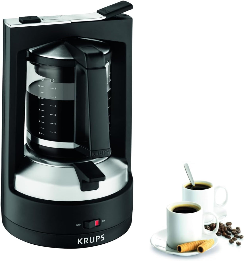 Machine à expresso à filtre Krups T8, 850 watts, arrêt automatique, 8 à 12 tasses, capacité 1 L, filtre permanent, interrupteur marche/arrêt lumineux, facile à utiliser, noir, KM4689