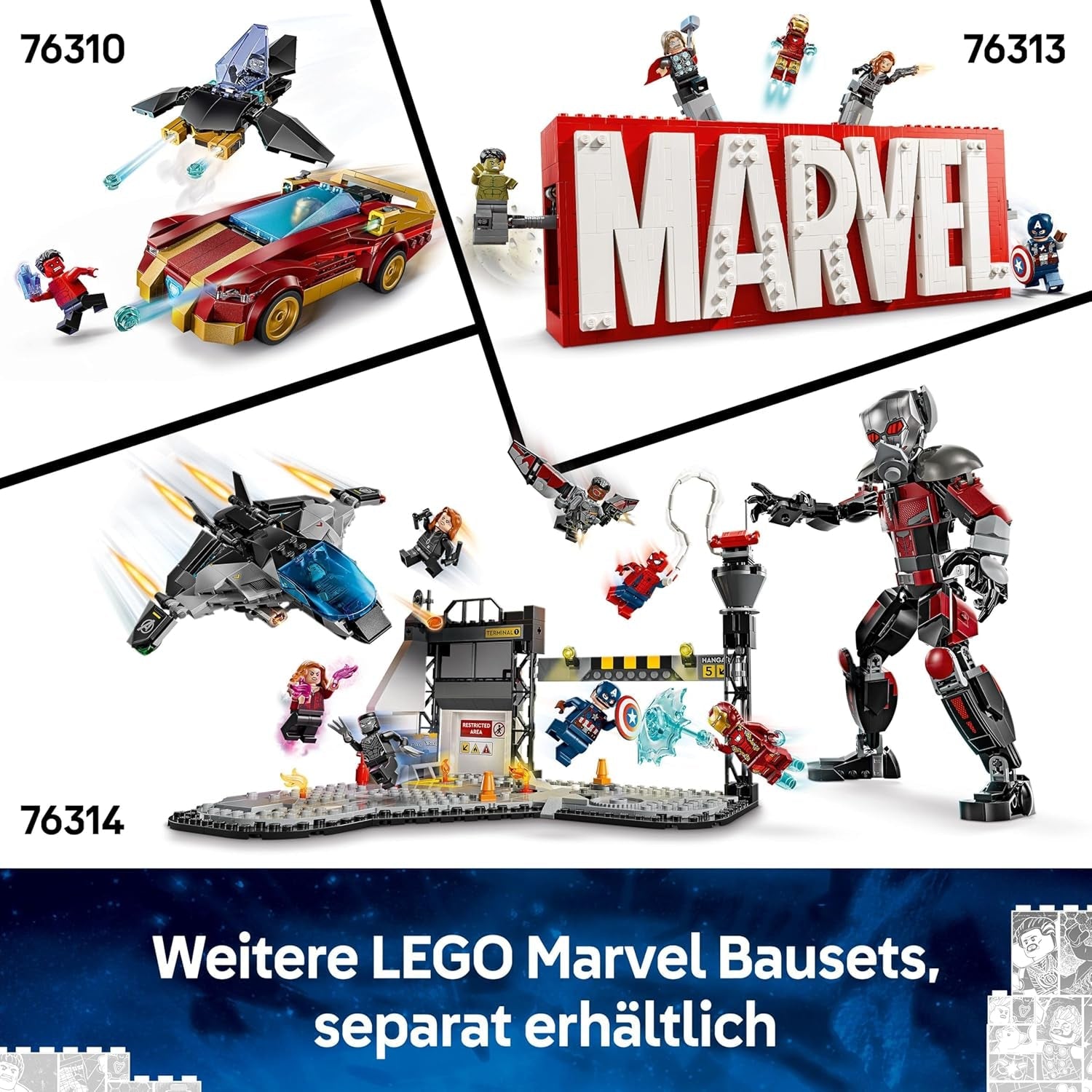 LEGO | Marvel Iron Man Mech vs. Ultron - Superhelden Spielzeug mit 2 Minifiguren - Actionfigur mit beweglichen Armen, Beinen & Fingern - Geschenk für Jungen und Mädchen ab 6 Jahren 76307
