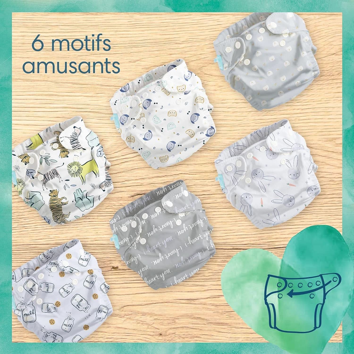 Pampers - Harmony Hybrid Starter Pack, 3 couches lavables + 25 lingettes jetables - 1 pack Mère et Bébé Naty Shop