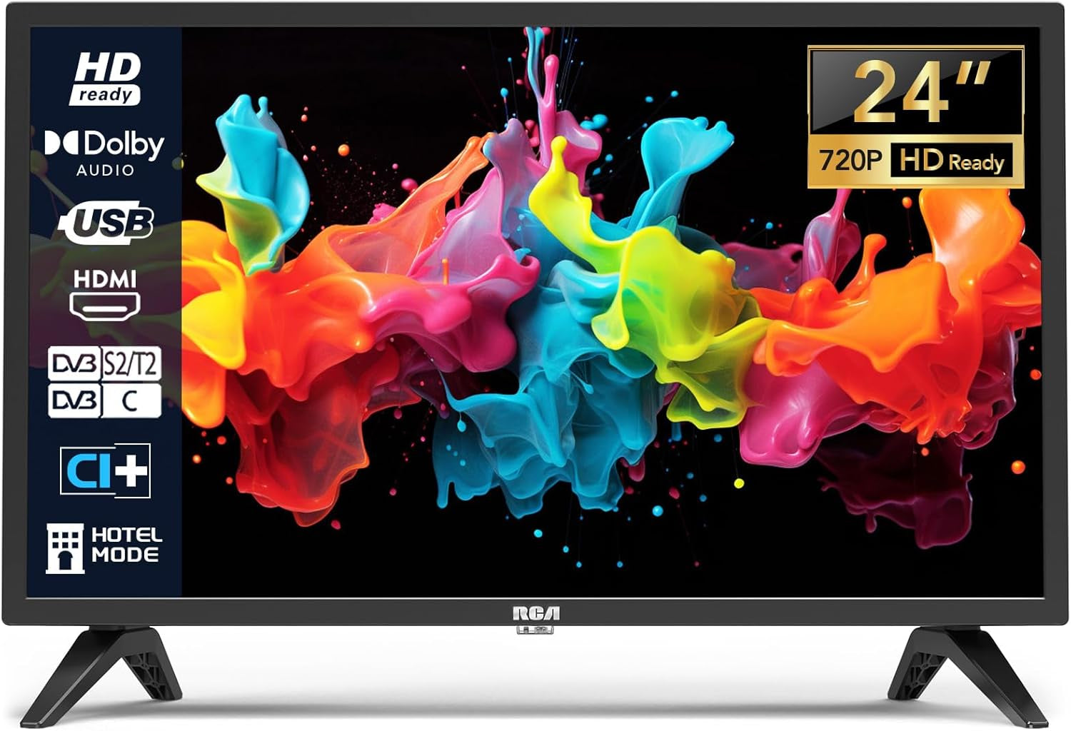 Televizor RCA TV, 32 inch (80 cm), fără ramă, LED HD, tuner triplu (DVB-T/T2-CS/S2), HDMI, CI+, player media USB, mod hotel, Dolby Audio (NRB32HQ1, 2024)