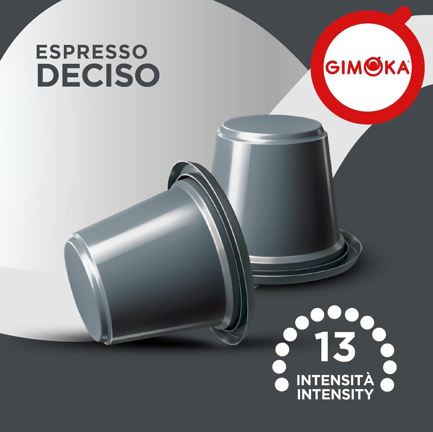 Gimoka Kaffeekapseln Espresso Deciso, Intensität 13/13-100 Kapsel - Compatible avec Nespresso* Haushalts-Espressomaschinen - 100 Stück (10 x 10 Getränke) - Hergestellt en Italien