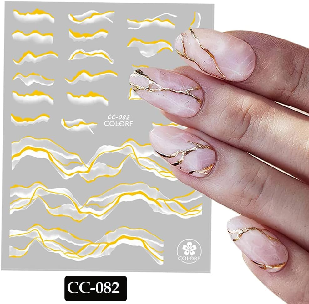 9 Blatt Nagelsticker Französische Spitzenmarmor Nagelaufkleber Selbstklebend Weißes Gold Nail Art Sticker Dekoration Nageldesign Zubehör