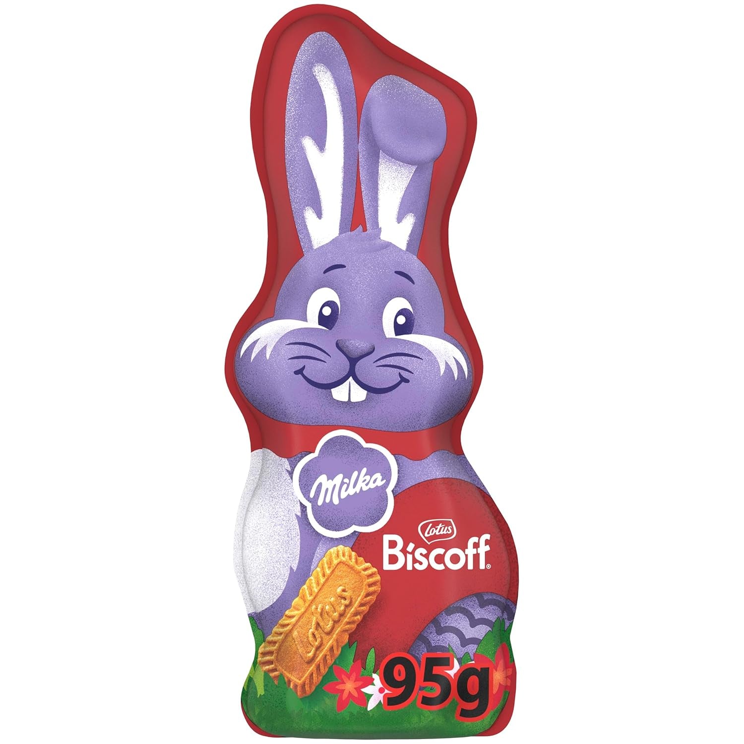 Milka Smiling Bunny Biscoff – délicat lapin de Pâques avec du chocolat et des morceaux de biscuits Lotus Biscoff – 95g