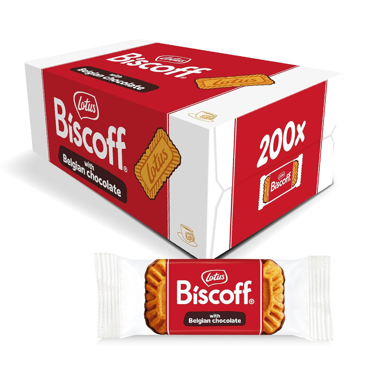 Biscoff Lotus | Biscuits caramélisés glacés au chocolat | 200 biscuits emballés individuellement | Uniquement des ingrédients naturels | Sans colorants ni arômes artificiels | 200x1| 1,47 kg