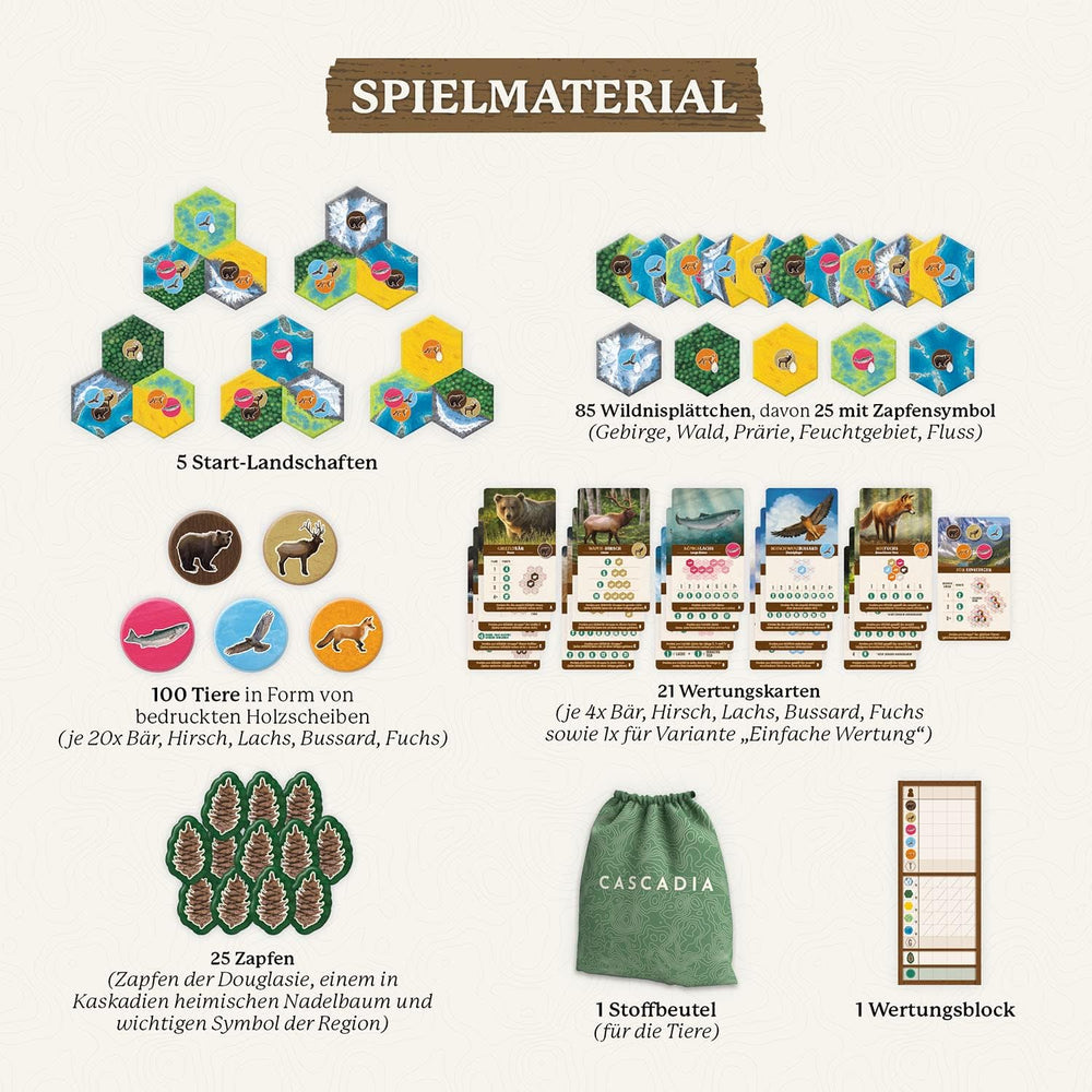 Kosmos 682590 Cascadia - Au cœur de la nature, jeu de l'année 2022, jeu de société avec éléments en bois, jeu familial pour 1 à 4 joueurs à partir de 10 ans, jeu de société