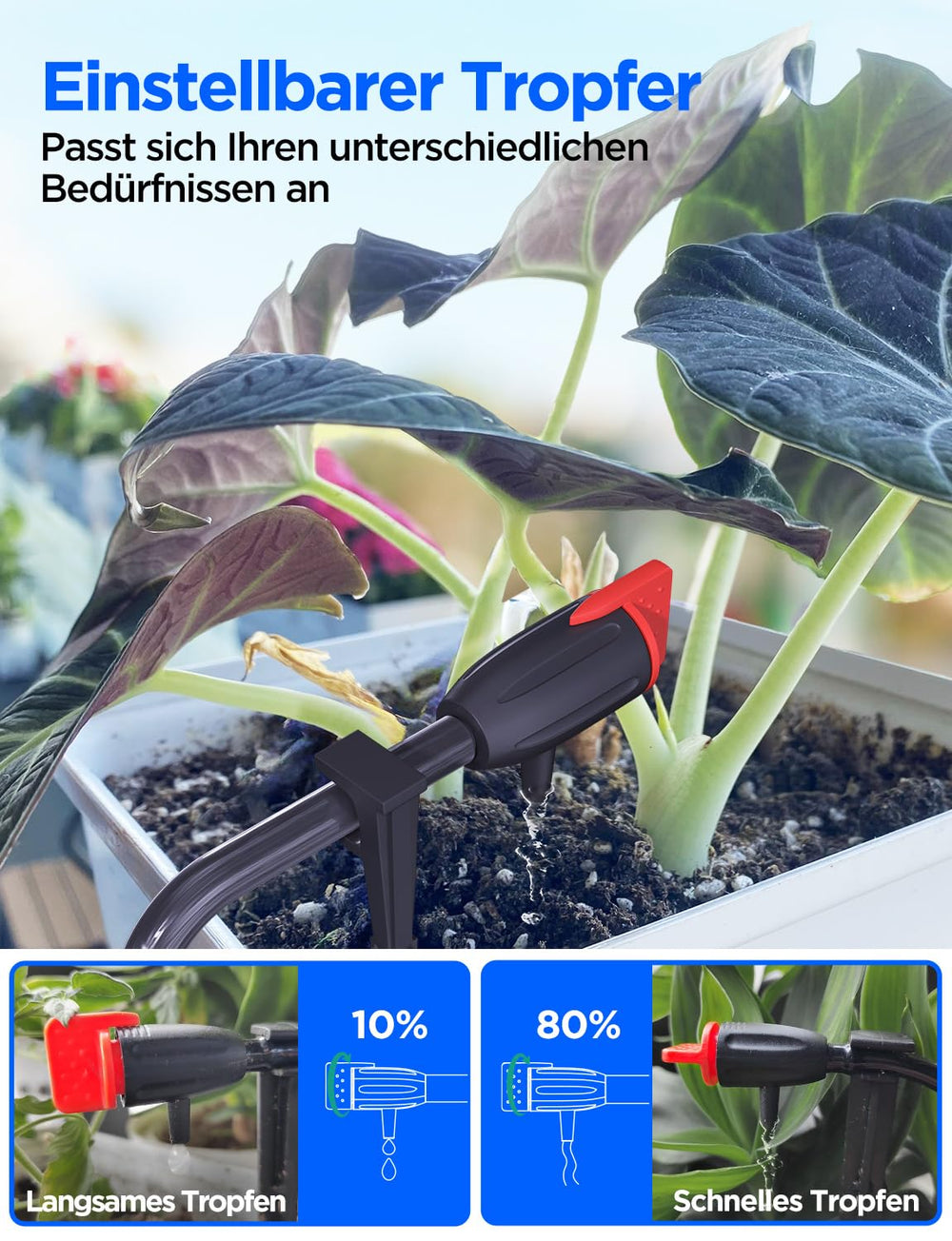 Système d'arrosage automatique d'intérieur WiFi – Système d'irrigation goutte à goutte intelligent avec contrôle par application, ordinateur d'arrosage pour 10 plantes d'intérieur, arrosage de vacances et arrosage des plantes (gris)