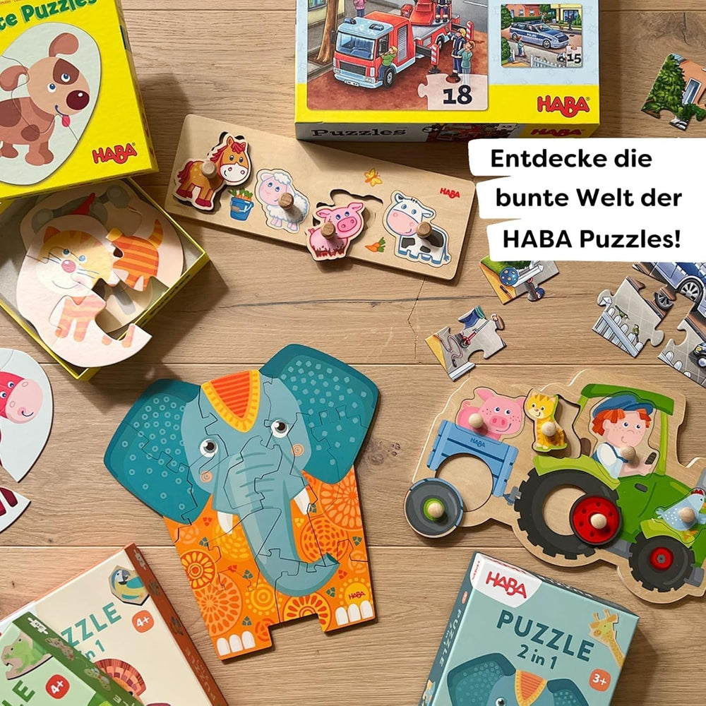HABA Puzzle Pompiers - Ensemble de 3 pièces pour enfants à partir de 3 ans Puzzle en carton Police et Ambulance - Favorise la motricité fine et la concentration - 1302759001 Puzzle Naty Shop