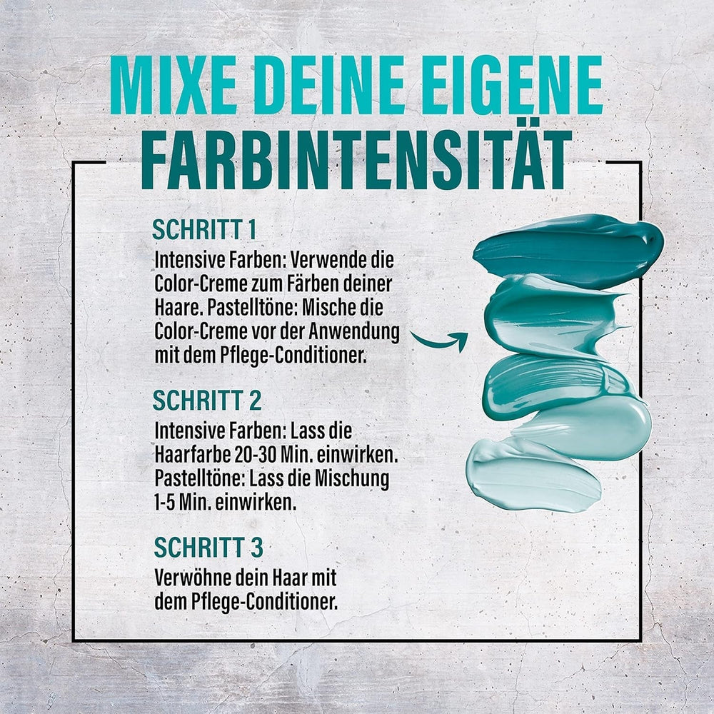 got2b Colour/Artist 097 Mermaid Green Niveau 2 (3x 80 ml), teinture capillaire temporaire fait briller les cheveux dans des couleurs intenses ou des tons pastel, la teinture capillaire dure 12-15 lavages, formule végétalienne Teinture capillaire Naty Shop