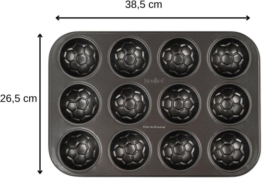 Zenker 12Er Muffinform – Muffinbackblech Für Muffins Und Cupcakes Aus Der Serie Soccer Baking– Hitzebeständiges 12Er Muffinblech Mit Antihaftbeschichtung, Schwarz Matrite si tavi pentru copt Naty Shop