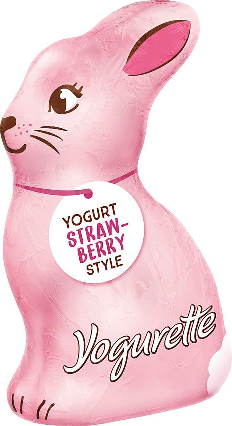 Lapin de Pâques au yaourt 75g – Lapin en chocolat pour Pâques – Chocolat blanc avec yaourt et chips de fraises fruitées – Lapin en chocolat pour Pâques et panier de Pâques – Cadeau chocolat – Cadeau de Pâques