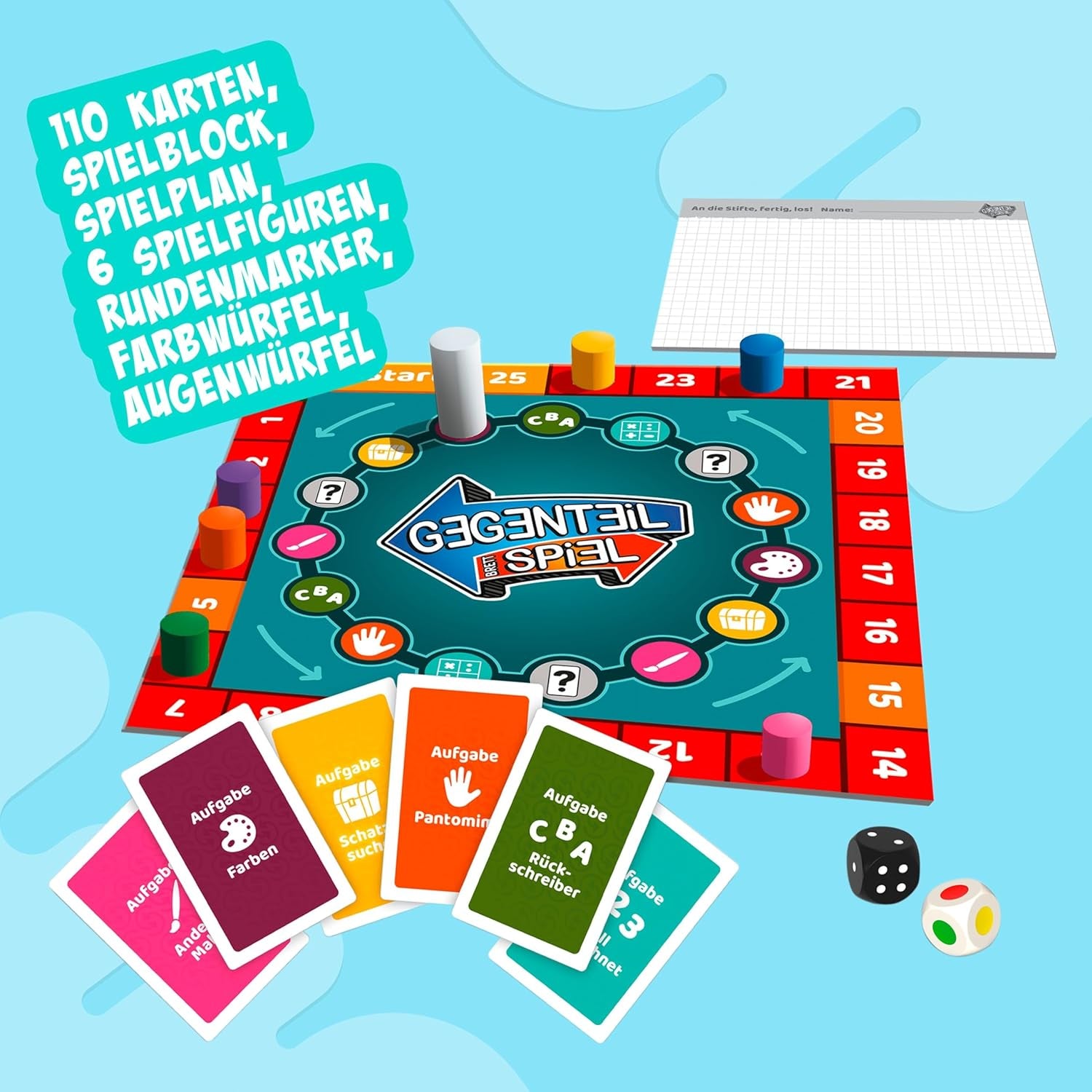 Noris 606062080 - Jeu de société (jeu de cartes à partir de 10 ans) - combiné avec le jeu de cartes - jeu de simulation complet pour enfants et adultes pour 3 à 6 joueurs