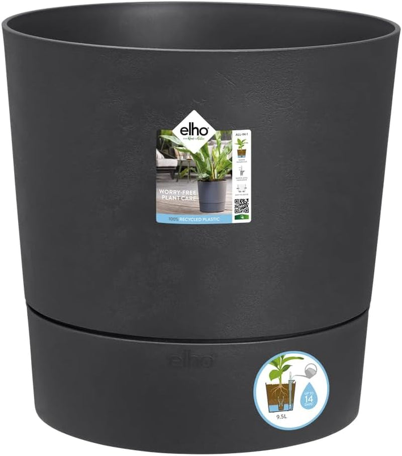 Ghiveci elho Greensense Aqua Care Round 35 cu rezervor de apă integrat - pentru interior și exterior - 100% plastic reciclat - Ø 34,5 x H 34,1 cm - Gri/Beton deschis