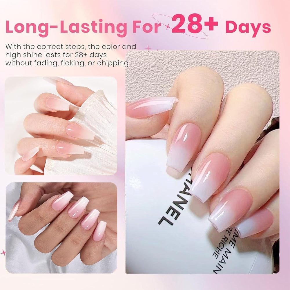 Kit de 150 faux ongles dégradés – 5 couleurs ombrées, ongles artificiels autocollants – Couverture complète pour femmes et filles – Faux ongles brillants pour manucure DIY (carré)