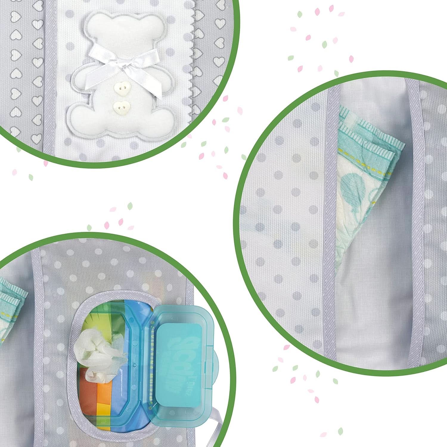 Sac à couches et lingettes, organisateur de couches et lingettes, 100% Made in Italy, couleur gris Baby Wet Wipes Naty Shop