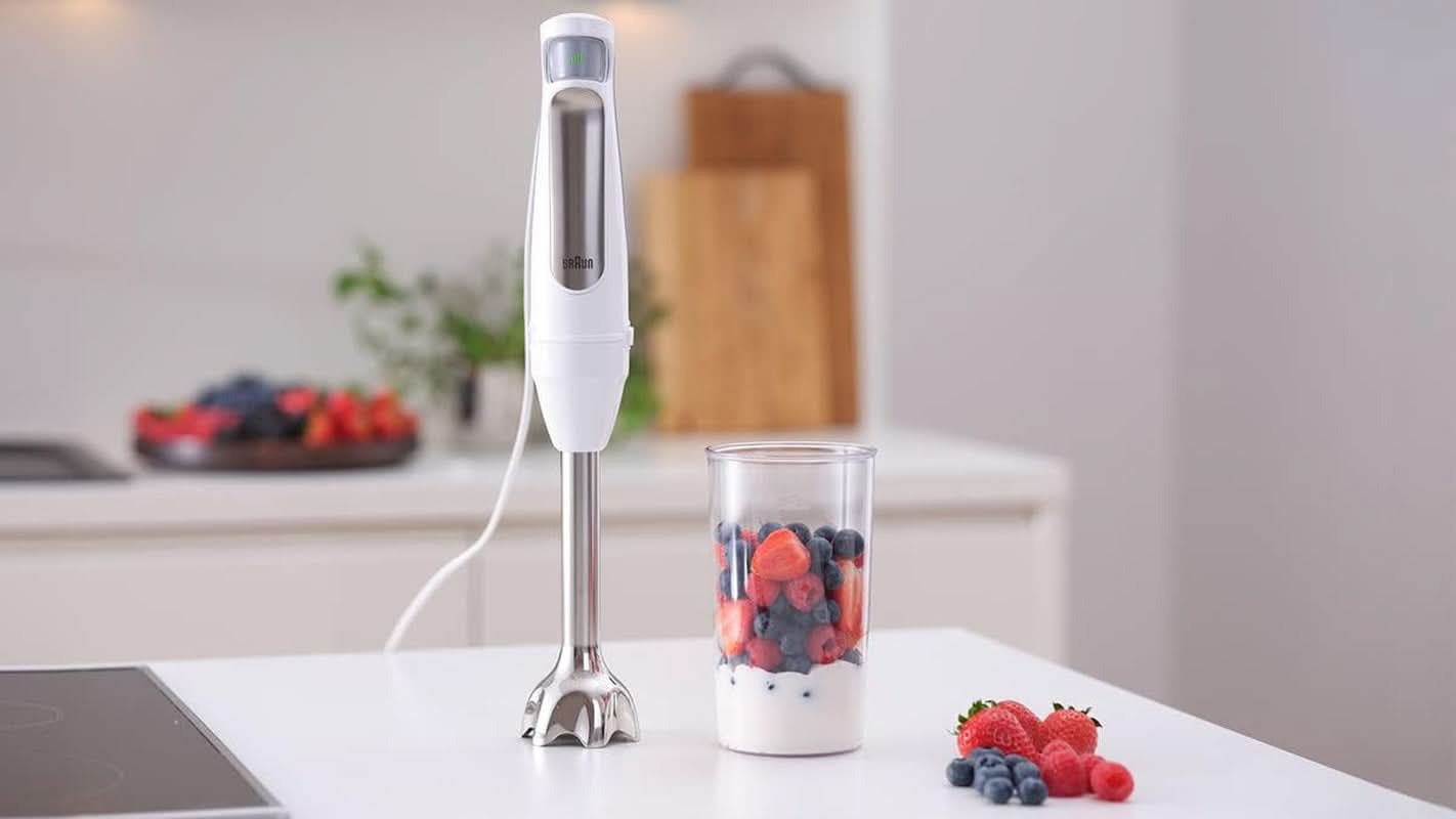 Braun Household Hogar Multiquick 7 Brassmixer, Spritzschutz-Technologie, Spülmaschinenfest, Bpa-Freier Kunststoffbecher, MQ7000, 1000 W, Weiß Kitchen Naty Shop