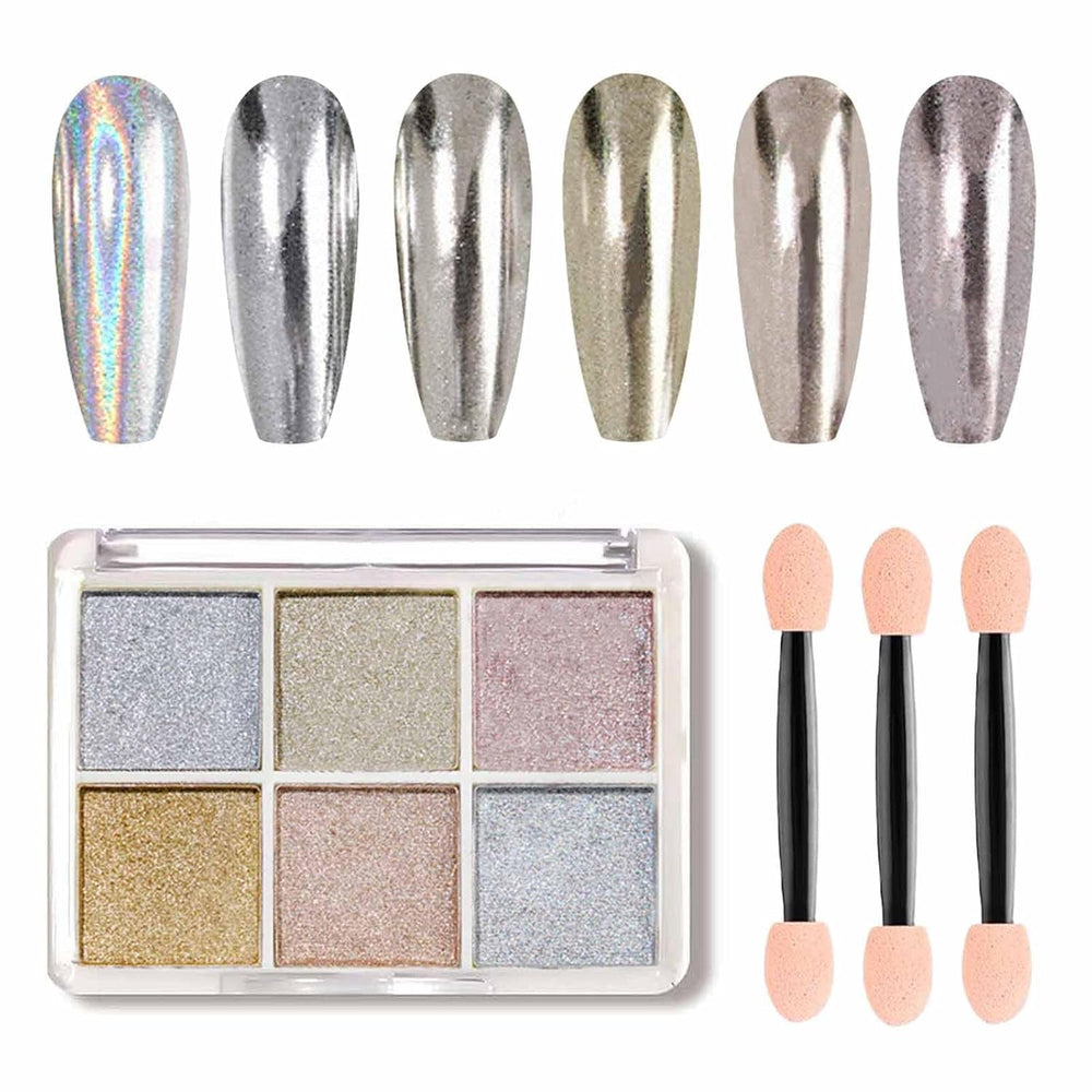 GZMAYUEN Chrome Pulver pour ongles 6 couleurs miroir Chrome poudre à ongles Pigment poudre Nail Art