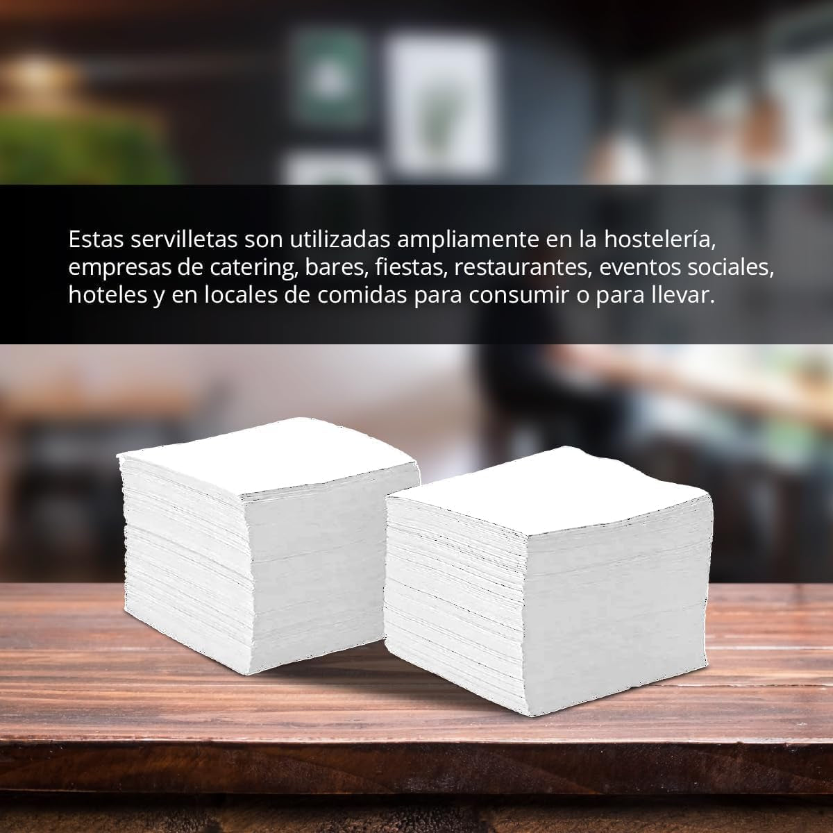 Paquet de 300 serviettes en papier cocktail blanches + porte-serviettes en acier inoxydable Texture micro-points absorbant épais 10 x 10 cm pliés ensemble