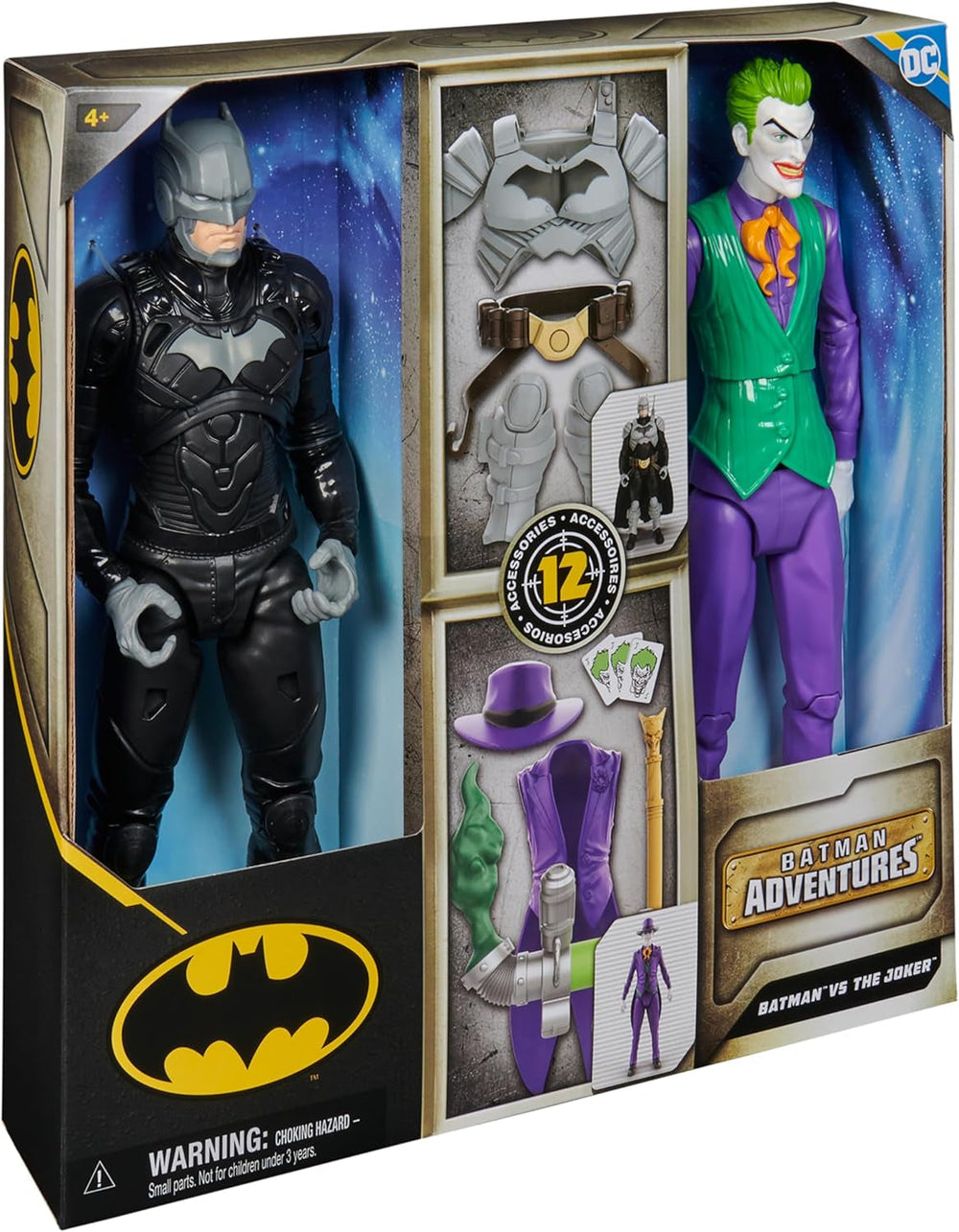 DC Batman Adventures Ensemble de figurines Batman contre le Joker, 30 cm - 2 figurines entièrement mobiles avec 12 vitesses pour un jeu de rôle passionnant, jouet pour 4 enfants et plus Naty Shop