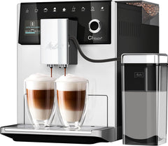 Melitta CI Touch - Machine à expresso entièrement automatique avec système de lait, machine à expresso avec moulin à café intégré et mousseur à lait, par ex. pour expresso ou cappuccino, argent