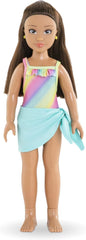 Corolle Girls Luna Beach Set, Ankleidepuppe im süßen Beach Outfit und 5 Teile, Vanilleduft, 28cm, ab 4 Jahre