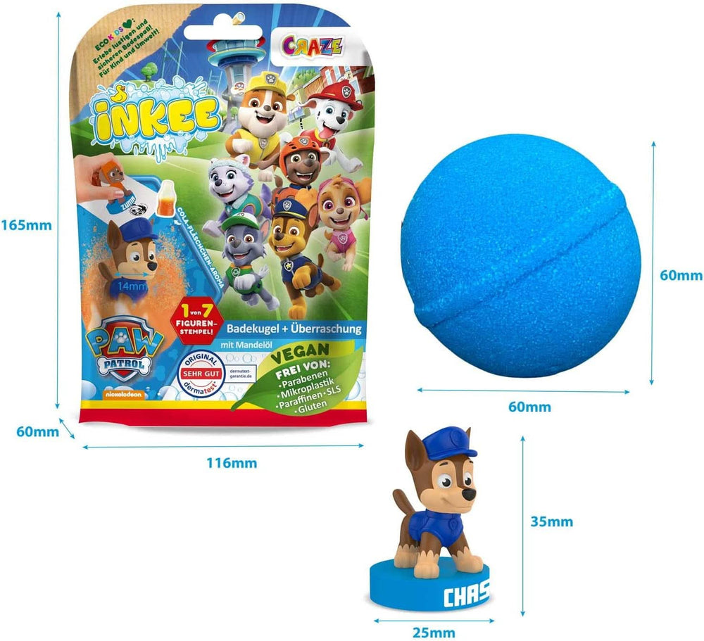 INKEE SURPRISE PAW PATROL, Bombe de bain pour enfants avec surprise, saveur cola, effet mousse, 80 grammes Douche et bain Naty Shop