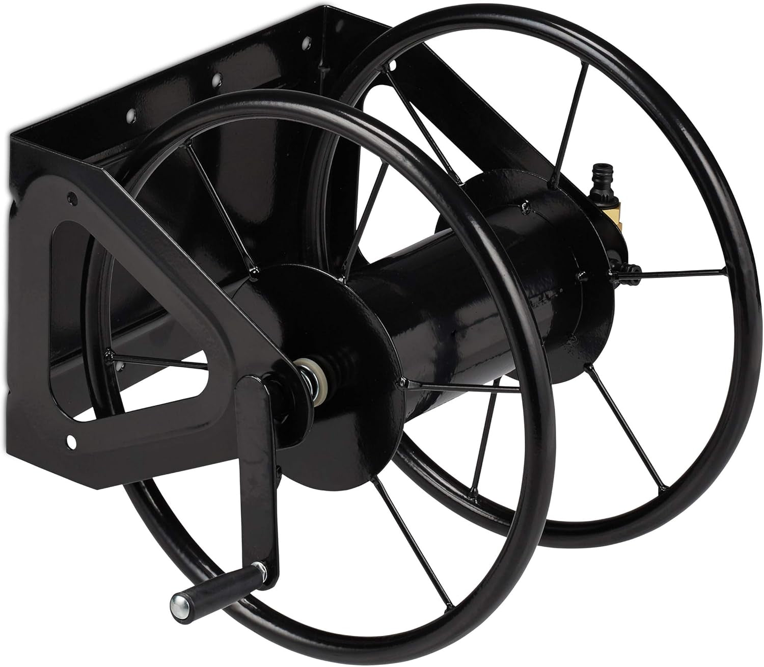 Tambur furtun Relaxdays, tambur furtun cu manivelă, pentru furtun de 60 m, oțel, ÎxLxA: 41,5 x 54 x 45 cm, negru