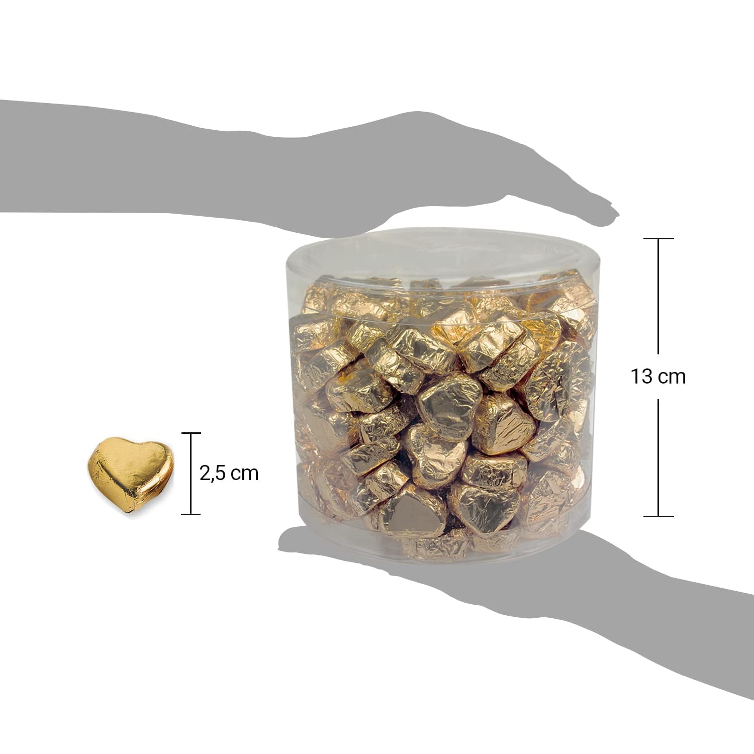 Günthart 150 pièces cœurs en chocolat doré fourrés au nougat, renne | Rudolph le Rouge - Crème de Nougat | Coeurs en chocolat doré | Concours | Coeurs en chocolat doré | Noël (1,2 kg)