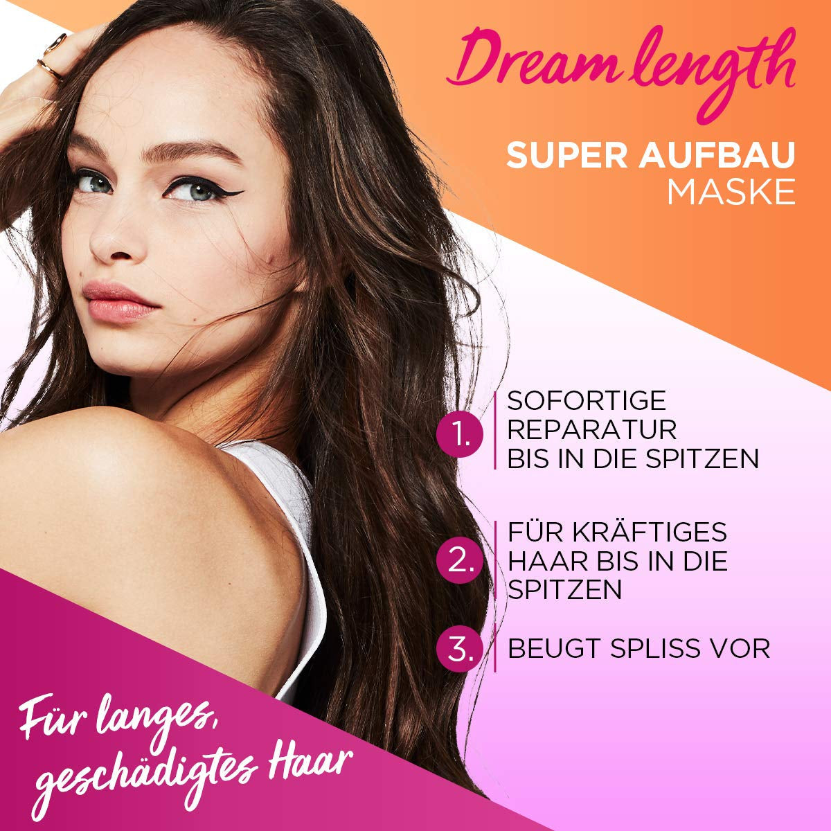 L'Oréal Paris Masque Capillaire Anti Fourches Elvital pour cheveux longs et abîmés, Soin à rinçage intensif, Aux vitamines végétales et à l'huile de ricin, Masque Super Constructeur Dream Longueur, 1 x 300 ml Naty Shop Masque Capillaire