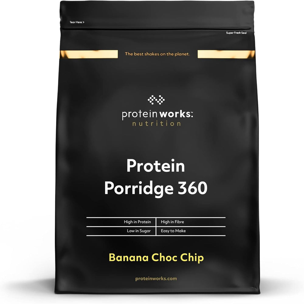 Protein Works - Porridge protéiné 360 | Mythe Vitamines et minéraux supplémentaires | Proteinreiches Frühstück | Kalorienarme Haferflocken | 6 portions | Naturel | 500G Céréales Naty Shop 1Kg Banane-Choco-Chip