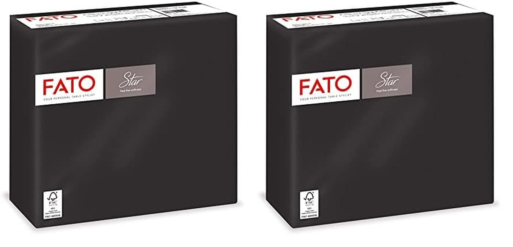 - Mouchoirs en papier jetables douceur et douceur, paquet de 40 mouchoirs taille 38 x 38 pliés en 4, 2 épaisseurs de couleur noire, papier 100 % pure cellulose certifié Fsc (paquet de 2)