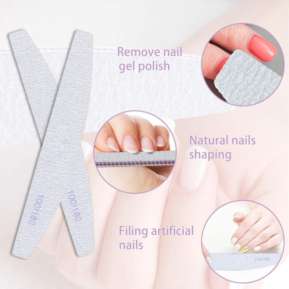 URAQT Professionnel Nagelfeile, 16 Stück, Feile 100/180, Washbar, Für Nägel, Doppelseitig – Friseursalon, Haustiere (Blanc)