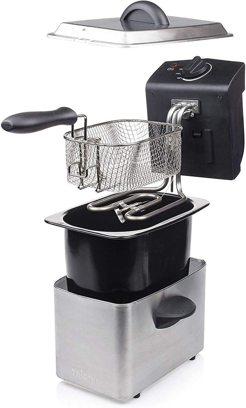 Friteuse Tristar en acier inoxydable - Avec une capacité de 2 litres, fonction zone froide et thermostat réglable jusqu'à 190°C, FR-6919, argent Électroménager Naty Shop