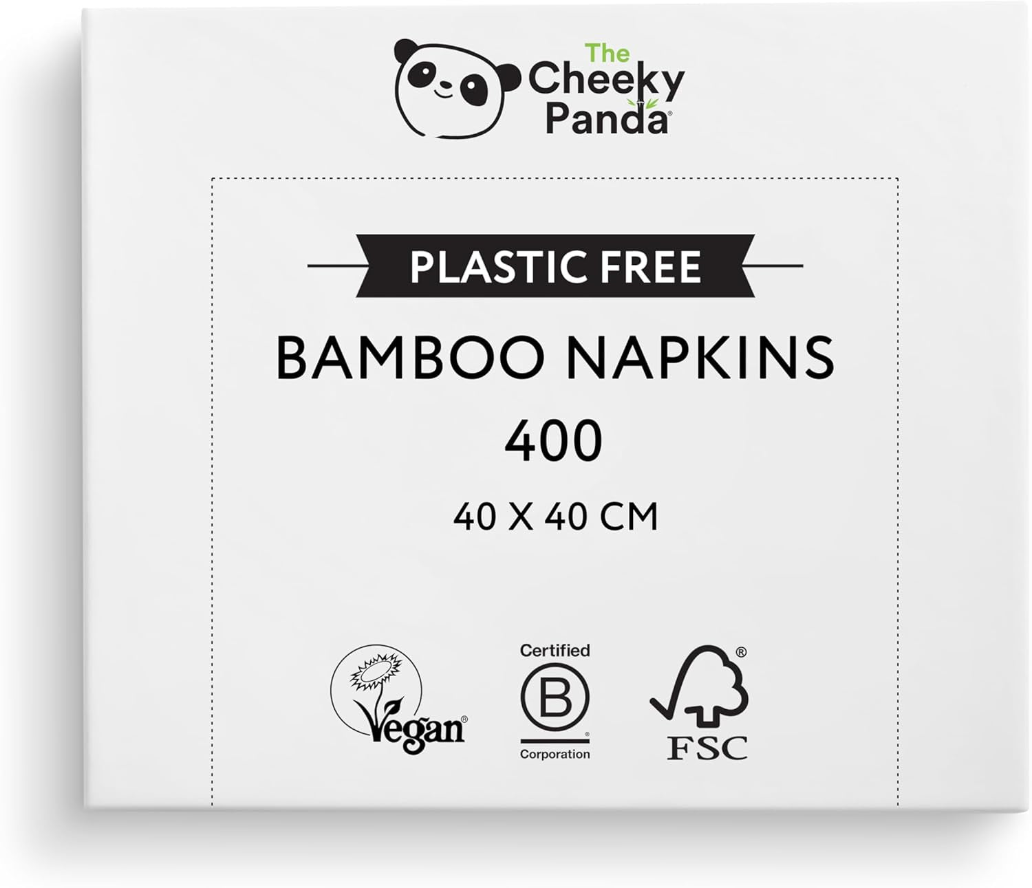 Les serviettes de cocktail en bambou Cheeky Panda | serviettes blanches 100 pièces serviettes en papier