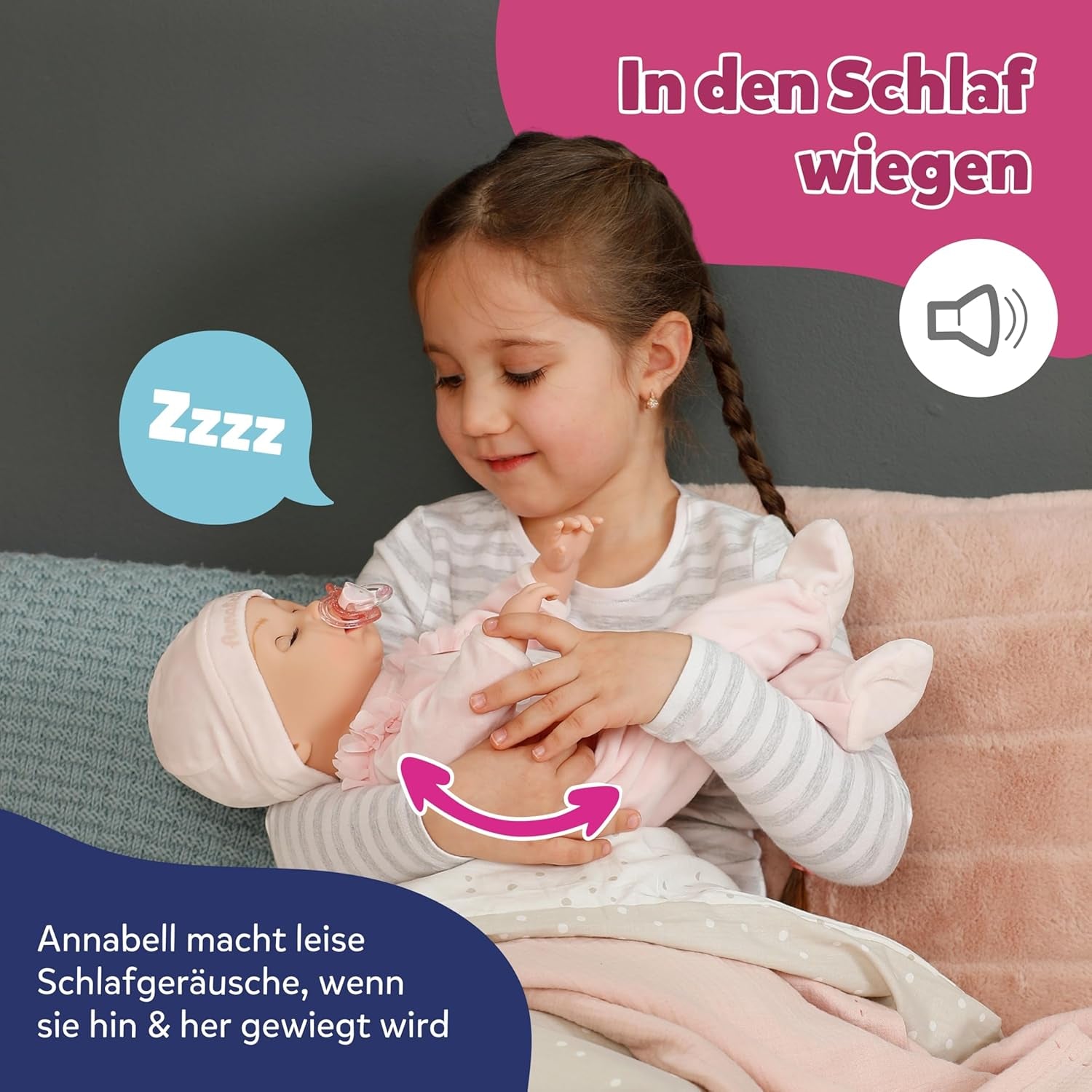 BABY Born Annabell 43 cm - Poupée douce avec 7 fonctions électroniques et sonores - Convient aux enfants à partir de 3 ans - La poupée comprend des accessoires - Nécessite des piles