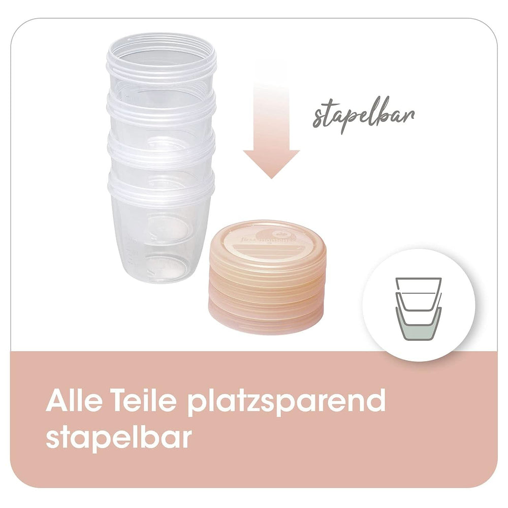 Pots pour lait maternel NIP First Moments 150 ml, 4 pièces : empilables et étanches Accessoires Alimentation et Allaitement Bebe Naty Shop