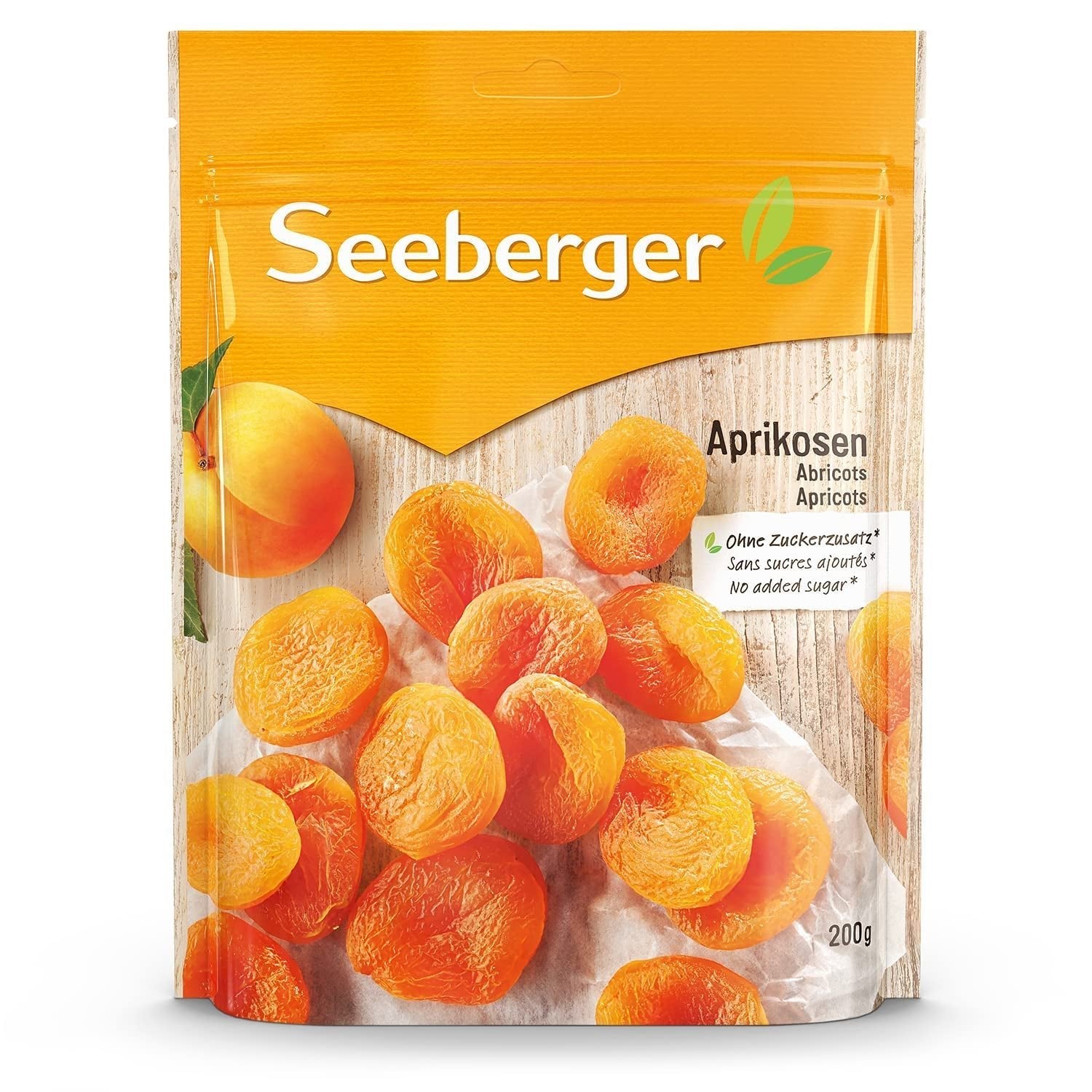 Abricots Seeberger : Abricots extra gros, mûris au soleil et orange vif - goût sucré et fruité - sans sucre - séchés - dénoyautés, végétaliens (1 x 125 g) Naty Shop Produits déshydratés 200 G (1 paquet)
