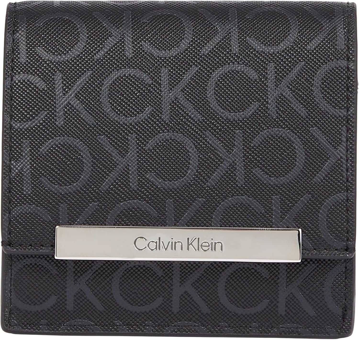 Calvin Klein K60k612443 Femme Portefeuille Femme Naty Shop Noir (Black Monogram Pu) Bone