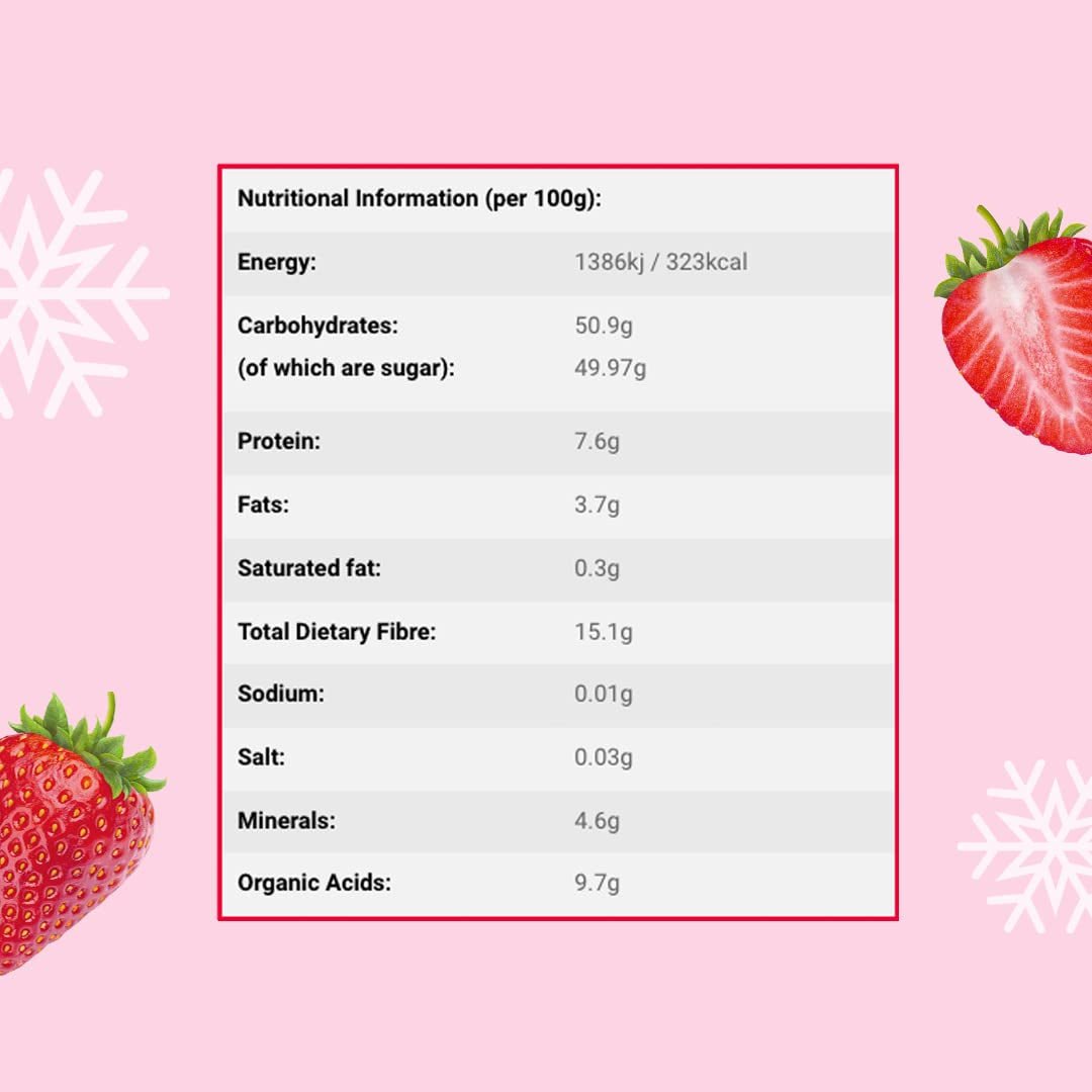 Căpșuni întregi liofilizate 100g - Fructe liofilizate - Fructe uscate liofilizate - Căpșuni uscate - Perfect pentru coacere, decorarea prăjiturilor, gustări, muesli și deserturi Produse deshidratate Naty Shop