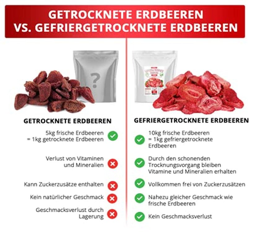 Fraises lyophilisées, 100g de fruits lyophilisés en tranches, non sucrés, chips de fraises fruitées, fraises séchées Produits déshydratés Naty Shop