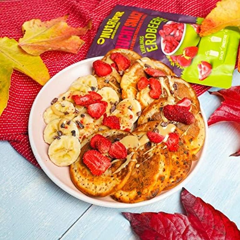 Fraises lyophilisées 300g : tranches de fraises séchées non sucrées - Fraises lyophilisées aux purs fruits, pleines de saveur : baies lyophilisées - Fruits secs NUTRIPUR Produits déshydratés Naty Shop