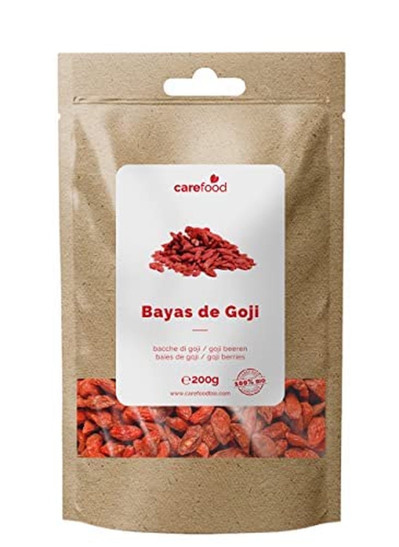 Carefood - Fruits de Goji Bio - Superfood Fruits secs 100% naturels - snack bio sans sucre ajouté et adapté aux végétaliens - saveur sucrée avec une légère acidité - 200g Produits déshydratés Naty Shop Titre par défaut