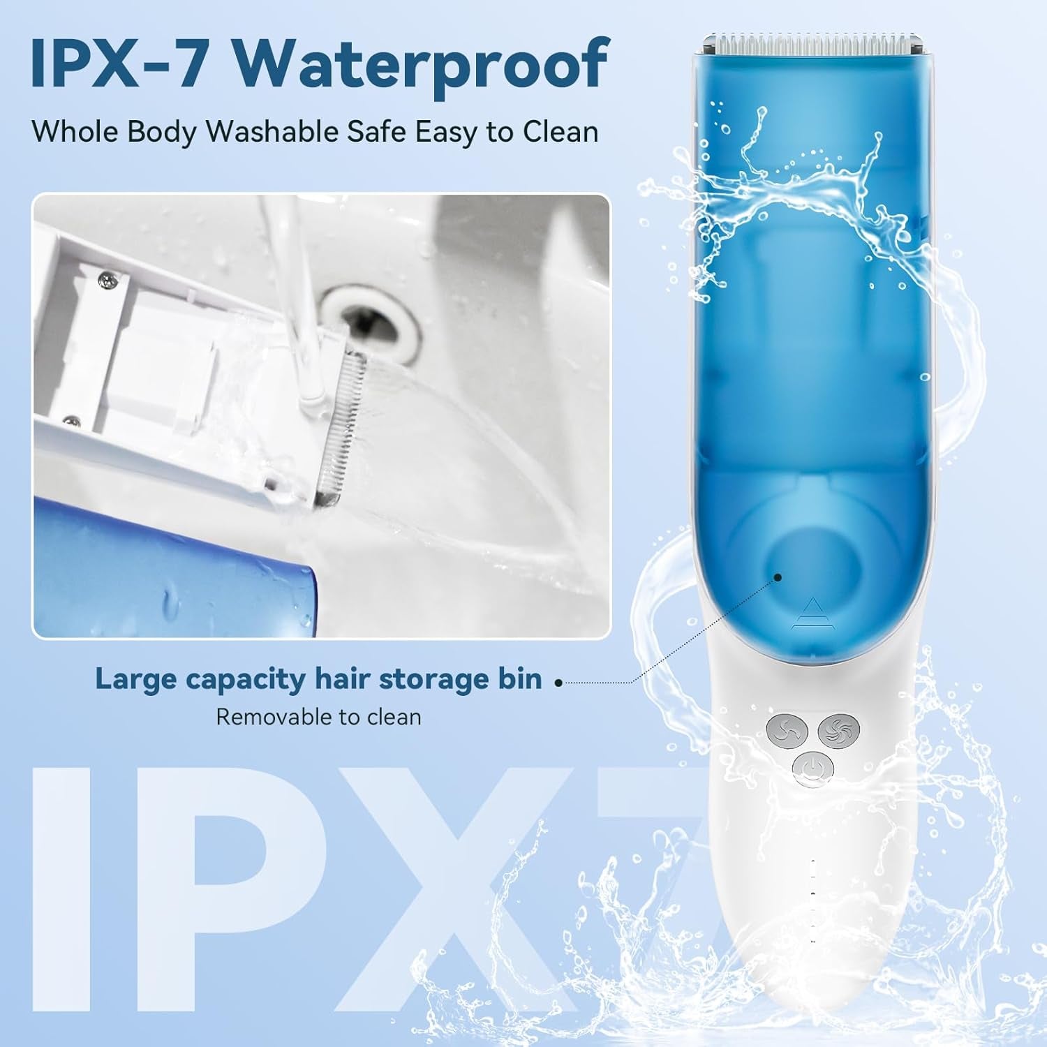 CARER SPARK Tondeuse à cheveux pour enfants, tondeuse à cheveux silencieuse à adsorption sous vide pour enfants IPX7 rechargeable avec 2 peignes de guidage, tondeuse professionnelle sûre pour enfants - Bain et soins de la peau Naty Shop