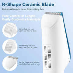 CARER SPARK Tondeuse à cheveux pour enfants, tondeuse à cheveux silencieuse à adsorption sous vide pour enfants IPX7 rechargeable avec 2 peignes de guidage, tondeuse professionnelle sûre pour enfants - Bain et soins de la peau Naty Shop